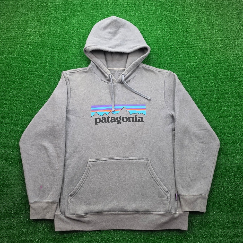 Patagonia Uprisal Hoodie Mens Medium Gray Blue Pullover P-6 Logo Outdoors Casual